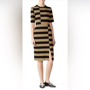 Derek Lam Striped Black and Tan Dress